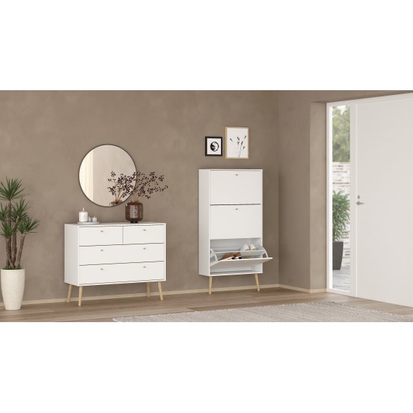 Skoskap Bodo | 3 foldedrer | Hvit