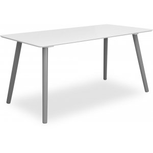 Rosvik spisebord 155 cm - Hvit/gr + Mbelpleiesett for tekstiler