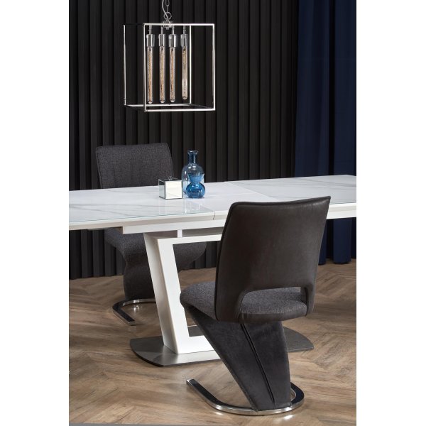 Risk spisebord 160-200 cm - Hvit marmor