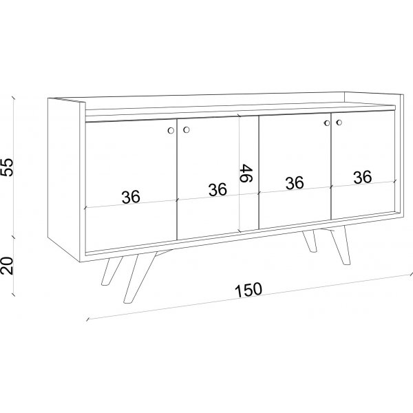 Pilar skjenk - Antrasitt/eik Pilar skjenk - Antrasitt/eik