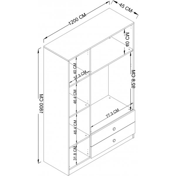 Yaman garderobeskap 120 x 45 x 180 cm Variant A - Matt hvit Yaman garderobeskap 120 x 45 x 180 cm Variant A - Matt hvit