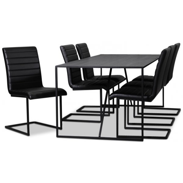 Lazio spisegruppe 195 cm bord med 6 st Lazio stoler - Brun/Svart Lazio spisegruppe 195 cm bord med 6 st Lazio stoler - Brun/Svart