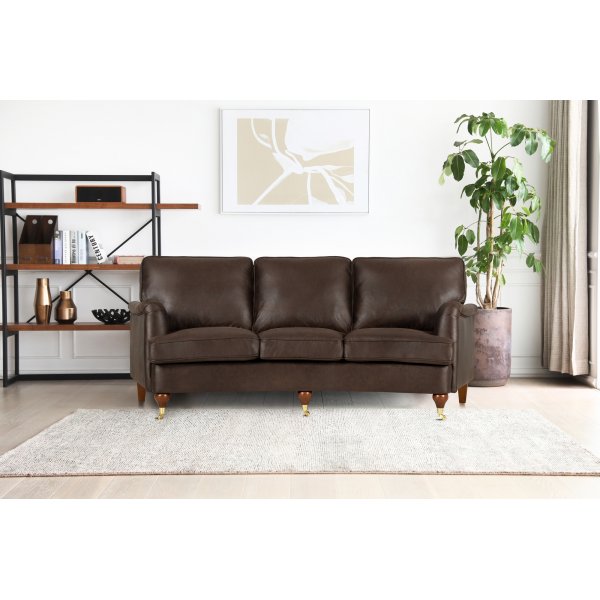 Sofa buet 3-seter 225 cm brun vintage