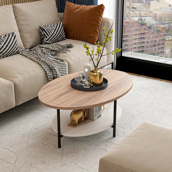 Elis salongbord 90 x 60 cm - Eik/hvit