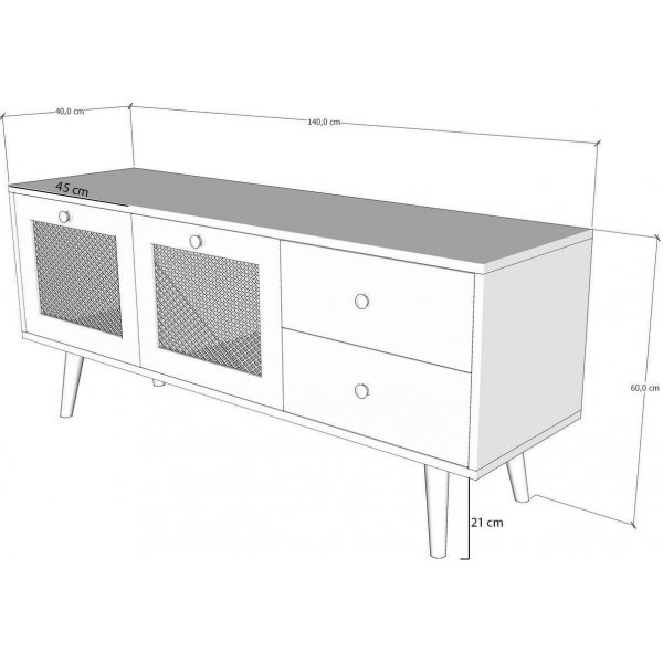 Patara mediebenk, 140 cm - Eik Patara mediebenk, 140 cm - Eik