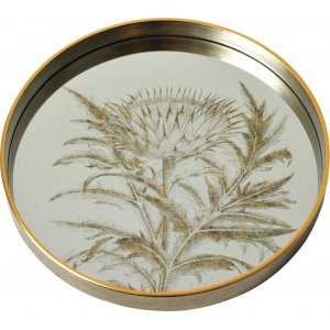 Gyldent serveringsbrett med speilglass - Plante