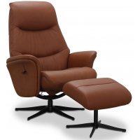 Venedig reclinerlenestol med fotskammel - Semi anilin Cognac Venedig reclinerlenestol med fotskammel - Semi anilin Cognac