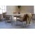 Matgruppe Alva: Spisebord med 2 Alva-stoler + 1 Alva-sofa - Teak/galvanisert stl