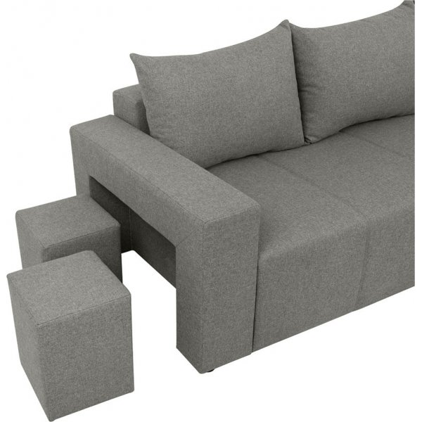 Denvo divan sovesofa med puffer - Grå Denvo divan sovesofa med puffer - Grå