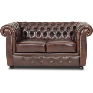 Dublin chesterfield 2-seter sofa - Brunt skinn