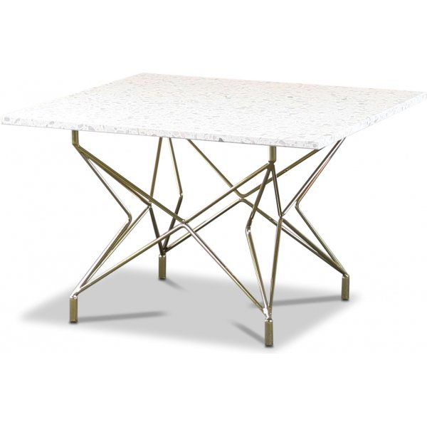 Terrazzo sofabord 75x75cm - Bianco Terrazzo & underdel Star messing