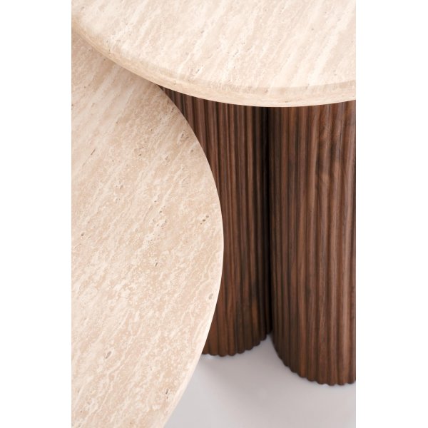 Salongbord i mokka med travertinplate 80 cm Salongbord i mokka med travertinplate 80 cm