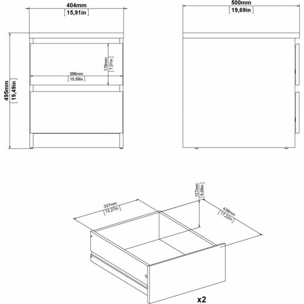 Naia nattbord 2 - Hvit Naia nattbord 2 - Hvit