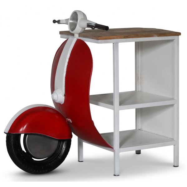 Vintage Vespa bardisk / nattbord - Rd / hvit