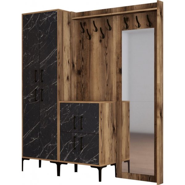 Berlin gangmøbel, abc - Valnøtt/svart marmor Berlin gangmøbel, abc - Valnøtt/svart marmor