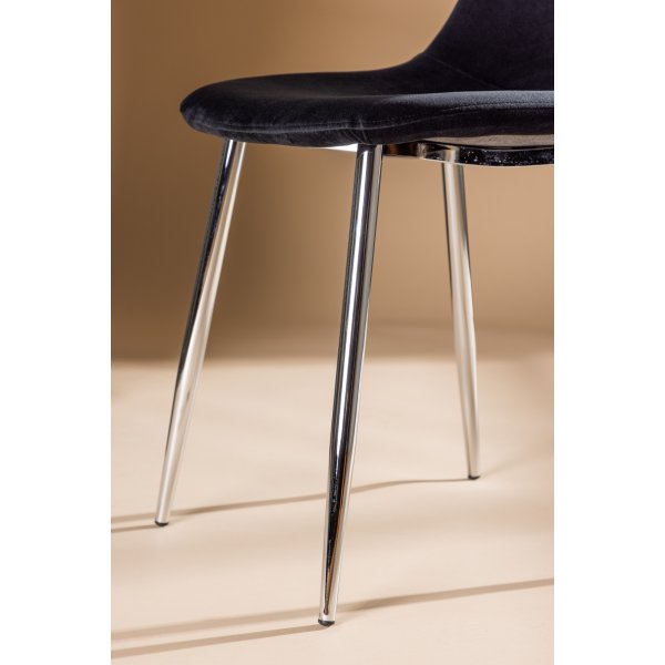 Bridge spisestuestol - Sort fløyel/krom Bridge spisestuestol - Sort fløyel/krom