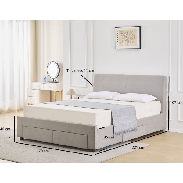 Vaxö sengeramme med sengegavl og oppbevaring 160 x 200 cm - Grå Vaxö sengeramme med sengegavl og oppbevaring 160 x 200 cm - Grå