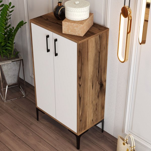 Prag skoskap - Valnøtt/hvit Prag skoskap - Valnøtt/hvit