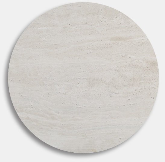 Flair rundt spisebord 105 cm - Black Mystery E100 fot / Travertinstein