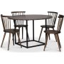 Sintorp spisegruppe, rundt spisebord 115 cm inkludert 4 stk. Castor pinnestoler  Brun marmor (Laminat)