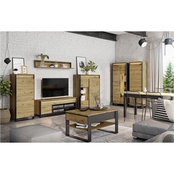 Quant skap med glassdør - Artisan eik/sort Quant skap med glassdør - Artisan eik/sort