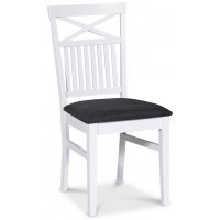 Skagen stol med kryss- og stoffsete - Hvit / Grå Skagen stol med kryss- og stoffsete - Hvit / Grå