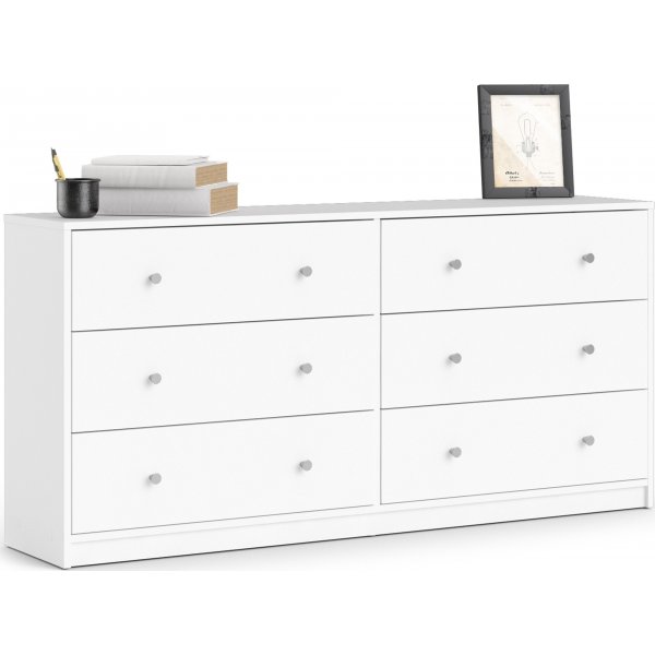 Kommode hvit med 6 skuffer 143 cm bred Kommode hvit med 6 skuffer 143 cm bred