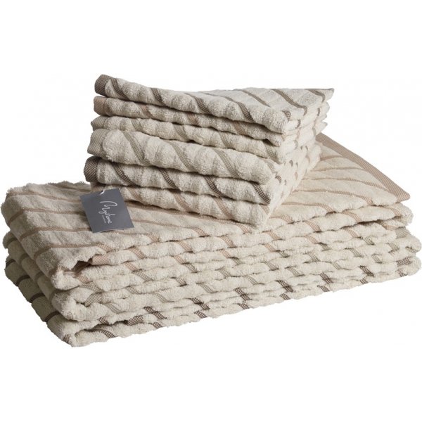 Masumi stripete hndkle - Pudderrosa