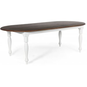 New England ovalt spisebord 230 cm - Hvit/Brunbeiset + Møbelpleiesett for tekstiler