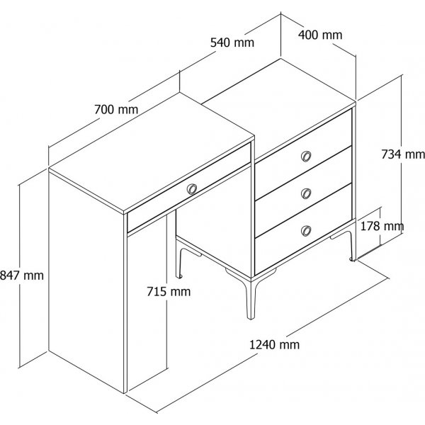 Lisboa toalettbord 124 x 40 cm - Valnøtt/hvit marmor Lisboa toalettbord 124 x 40 cm - Valnøtt/hvit marmor