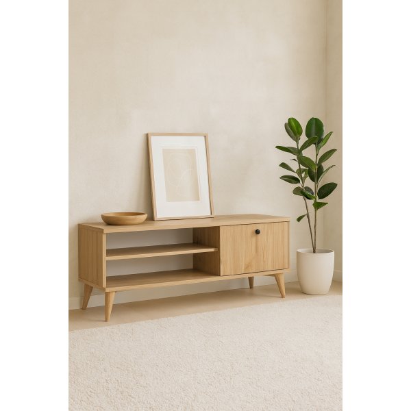 Retro mediebenk 120 - eik