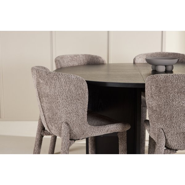 Spisebord Strada med 6 Astoria stoler - Brun/svart + 4.00 x Møbelføtter Spisebord Strada med 6 Astoria stoler - Brun/svart + 4.00 x Møbelføtter