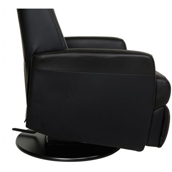 Fringe lenestol med gyngefunksjon - Svart skinn