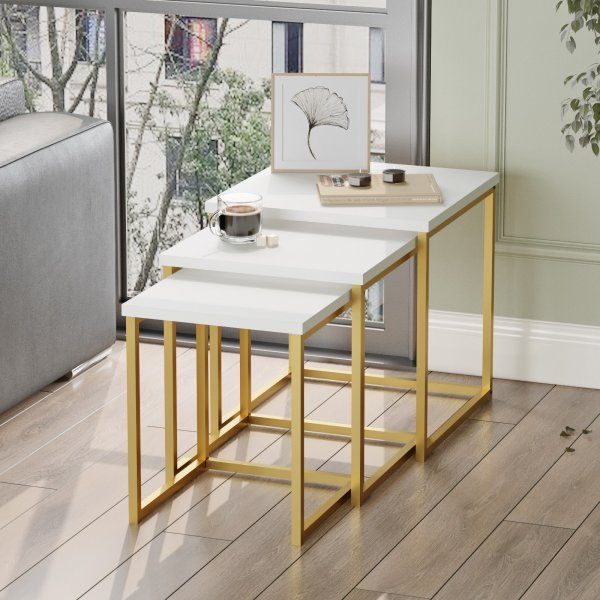 Reisebord 7, 30/35/40x30/35/40 cm - Hvit/gull Reisebord 7, 30/35/40x30/35/40 cm - Hvit/gull