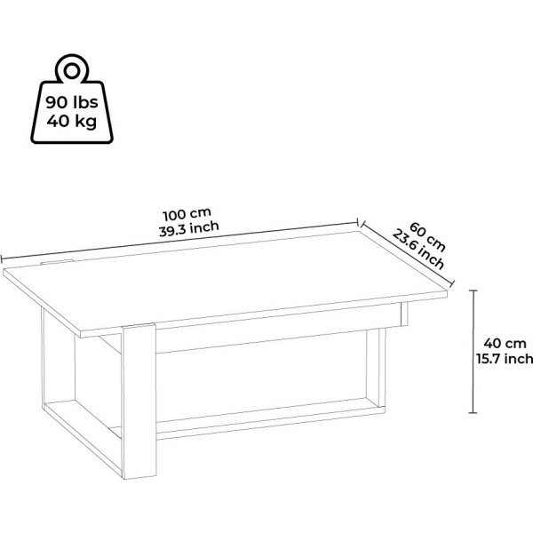 Bari salongbord 100 x 40 cm - Hvit/sonoma eik Bari salongbord 100 x 40 cm - Hvit/sonoma eik