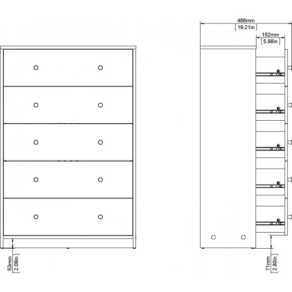 mai kommode med 5 skuffer - Hickory mai kommode med 5 skuffer - Hickory