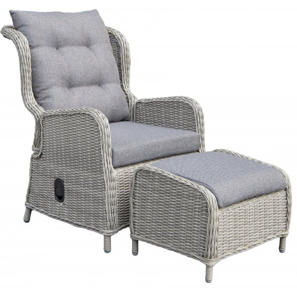 Santiago utemøbelsett (2 sammenleggbare lenestoler, 1 bord) - Grå kunstrotting Santiago utemøbelsett (2 sammenleggbare lenestoler, 1 bord) - Grå kunstrotting