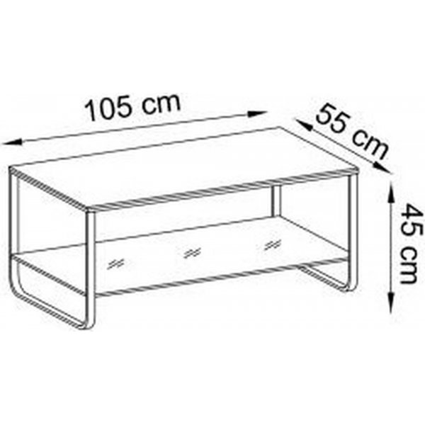 H�flig salongbord 105 x 55 cm - Eik/sort