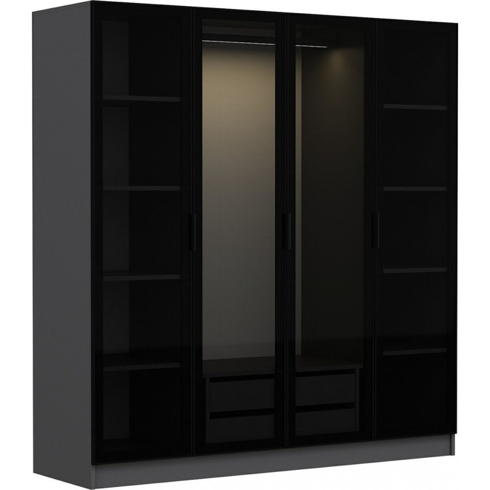 Cavolo garderobeskap 180 x 52 x 190 cm - Antrasitt/svart - Garderober