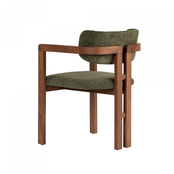 Lenestol Torpin i grønn chenille og valnøtt Lenestol Torpin i grønn chenille og valnøtt