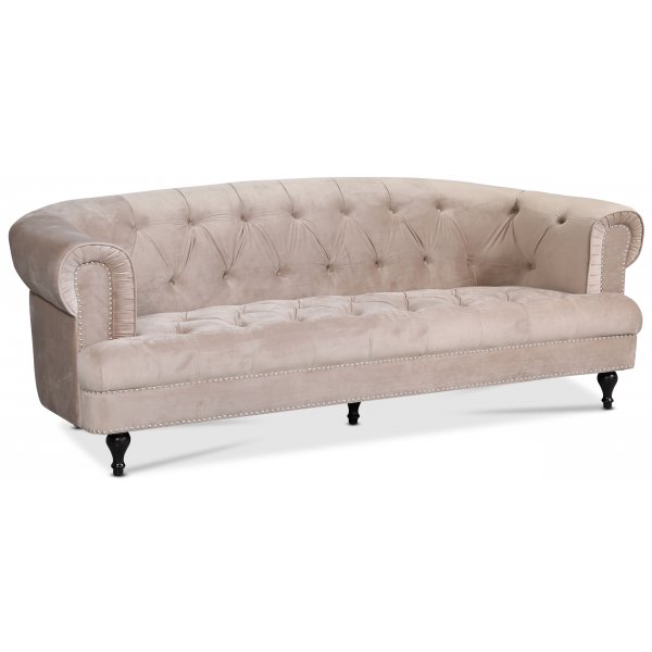 Chesterfield Winston 3-seters sofa - Beige fløyel Chesterfield Winston 3-seters sofa - Beige fløyel