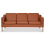 Salvatore 3-seter skinnsofa - Cognac (skinn) / Lyst tre