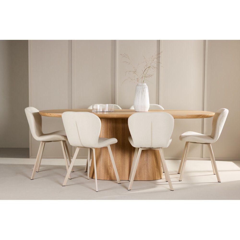 Spisebord Stjärnö med 6 Lilja stoler - Beige + 6.00 x Serviettringer - Spisestuemøbler