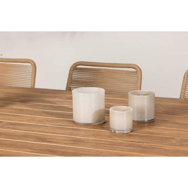 Garcia rektangulært spisestuesett med 6 Lindos stoler - Brun/svart + 6.00 x Stolpute Garcia rektangulært spisestuesett med 6 Lindos stoler - Brun/svart + 6.00 x Stolpute