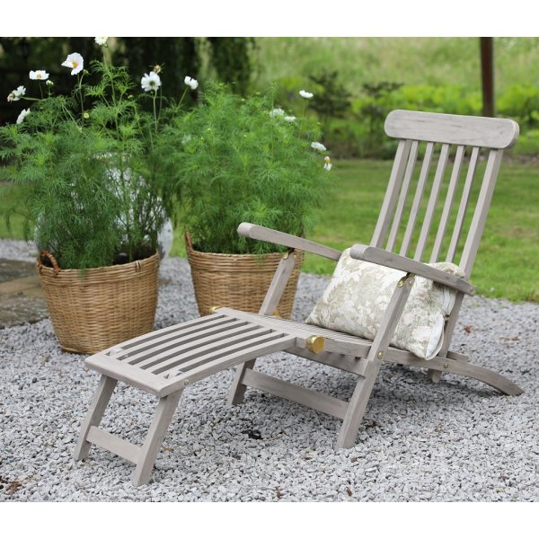 Salt dekkstol med innebygget fotsttte - Gr teak + Treolje til mbler