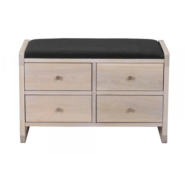 Confect oppbevaringsbenk - Whitewash eik/svart