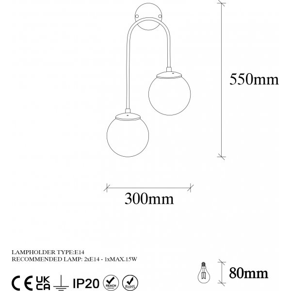 Klenod vegglampe 10570 - Sort