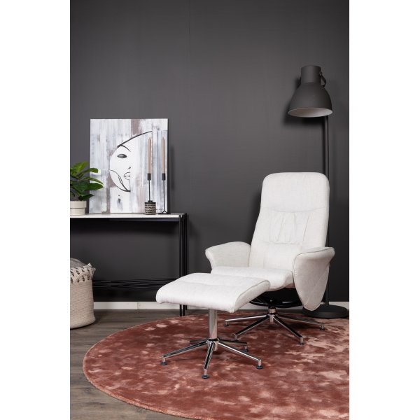 Julius recliner lenestol med fotskammel - Grå stoff Julius recliner lenestol med fotskammel - Grå stoff