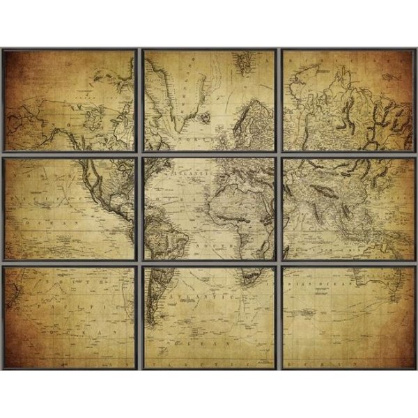 Bilde The World verdenskart XL - Sort ramme