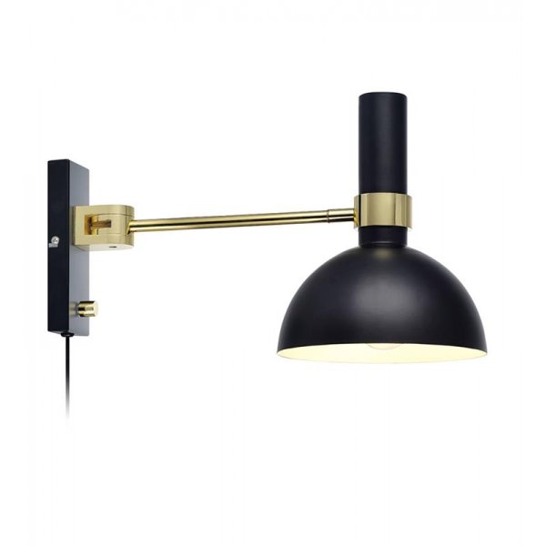 Larry Vegglampe - Svart/Brstet messing